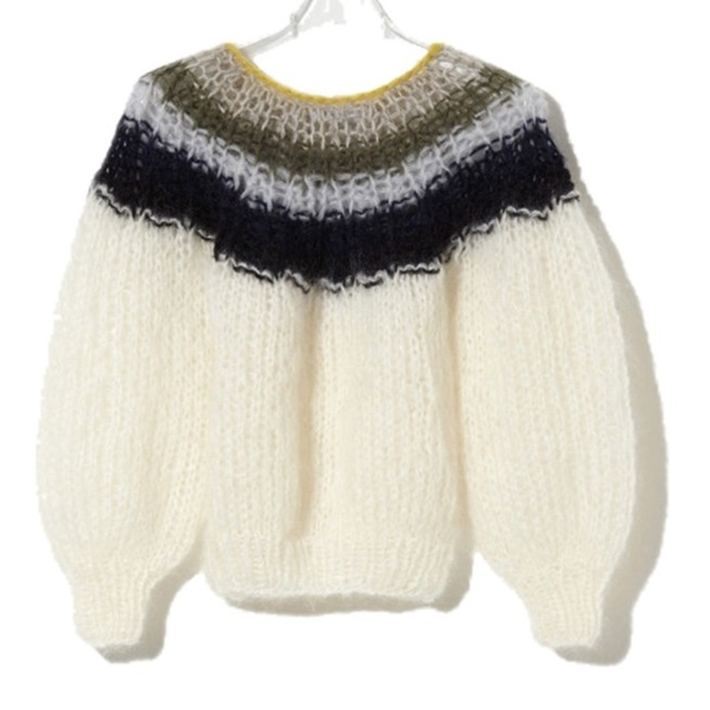Maiami gradient mohair knit pleated sweater woven Multicolor garmentory M cream - Picture 4 of 5